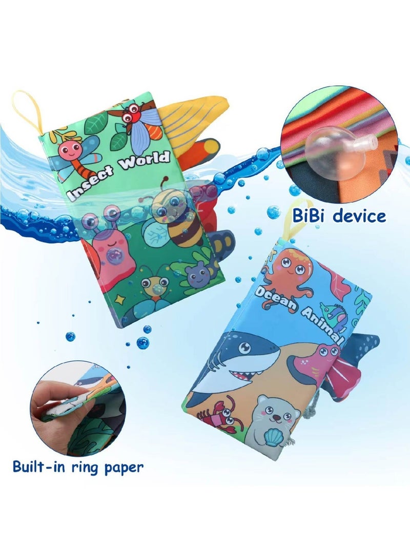 Baby Ocean Animal Cloth Book - Sensory Tails Teether Toy with Crinkle Paper & Beeper, Washable Soft Activity Book for Early Learning - Image 3