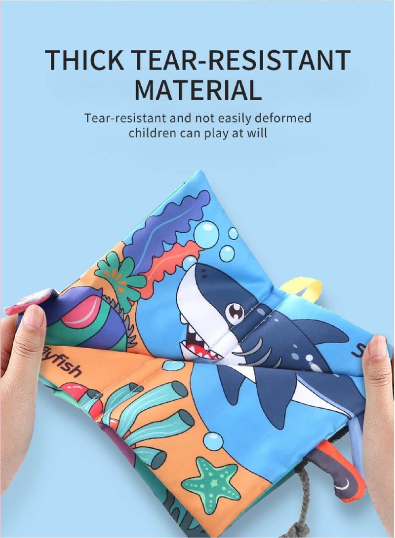Baby Ocean Animal Cloth Book - Sensory Tails Teether Toy with Crinkle Paper & Beeper, Washable Soft Activity Book for Early Learning - Image 5