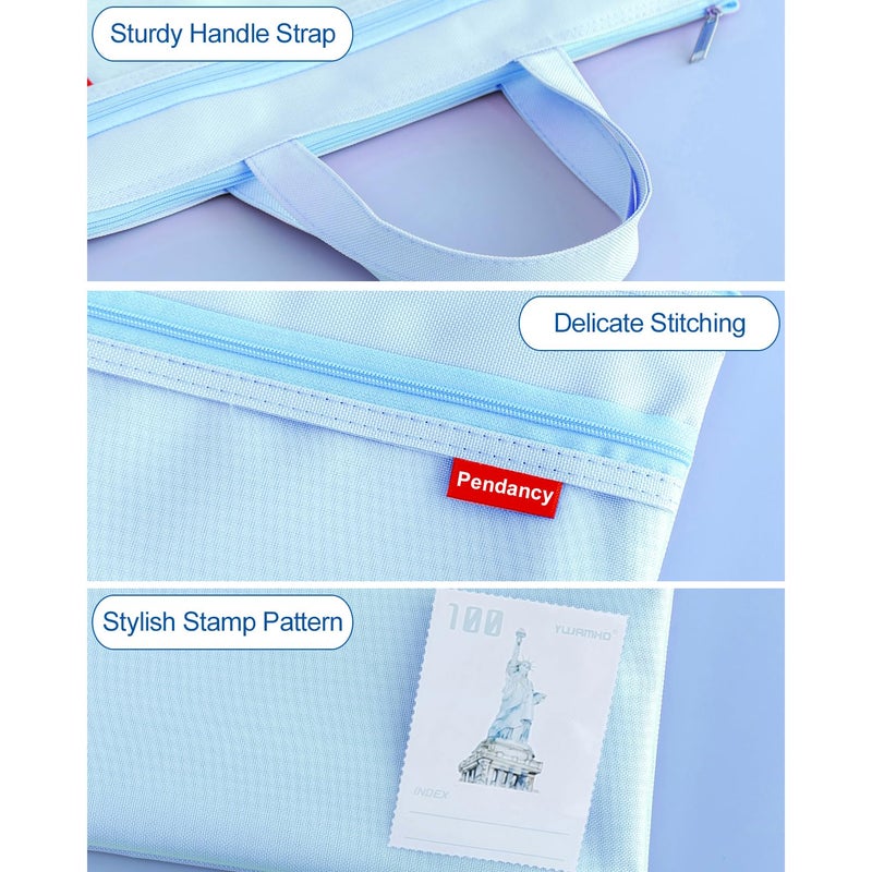 Pendancy Mesh Zipper Pouch 11x13.7 in, Large Double Pocket Waterproof File Bag with Handle, A4 Size Foldable Document Storage for Puzzle Project/Cross Stitch/Travel/Officeï¼ˆBlueï¼‰ - Image 5
