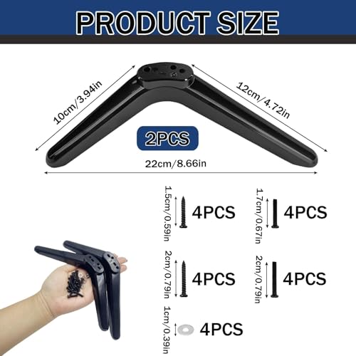Duoxiate TV Pedestal Feet Stand Mount, Universal Replacement TV Stand Base Legs, Table Desk Pedestal TV Stand Feet Legs, TV Legs for Most TCL 32in/40in/49in/50in/55in TVs, Screws Included - Image 3