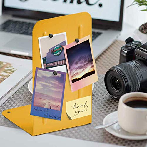 Acrimet Metal Bookends, Non-Skid Book Stand for Shelves, Heavy Duty Book Stopper, 6-7/8" H x 4" W x 4-1/2“ D, Yellow, 1 Pair - Image 5