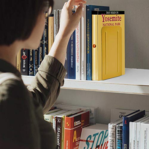 Acrimet Metal Bookends, Non-Skid Book Stand for Shelves, Heavy Duty Book Stopper, 6-7/8" H x 4" W x 4-1/2“ D, Yellow, 1 Pair - Image 3