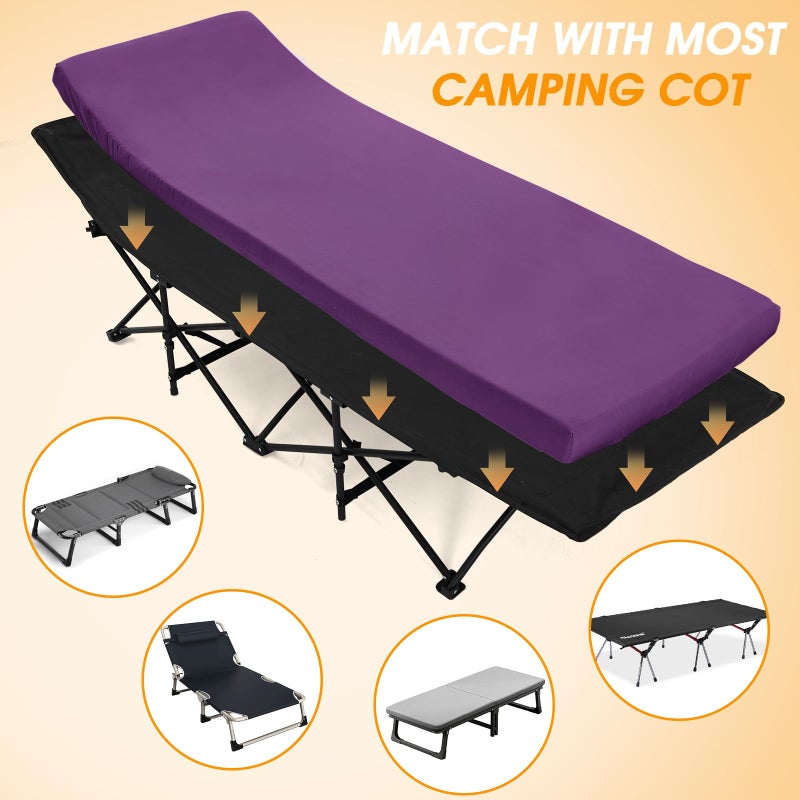 CYMULA Camping Cot Mattress 2in Memory Foam Sleeping Pad,Soft Warm Non-Slip Camping Mattress Topper with Retaining for Adults,Portable Roll up Pad for Travelï¼ˆ75 * 30 * 2,Purpleï¼‰ - Image 3