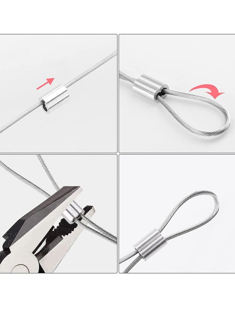 Excefore 200 Pcs Aluminum Sleeves, Clips Aluminum Crimping Loop Sleeve Clips with Double Ferrules, Aluminum Crimping Loop Sleeve 1.5 mm, Cable Ferrule Wire Rope Sleeves Loop Sleeve  - Image 3