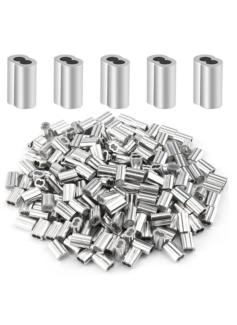 Excefore 200 Pcs Aluminum Sleeves, Clips Aluminum Crimping Loop Sleeve Clips with Double Ferrules, Aluminum Crimping Loop Sleeve 1.5 mm, Cable Ferrule Wire Rope Sleeves Loop Sleeve  - Image 1