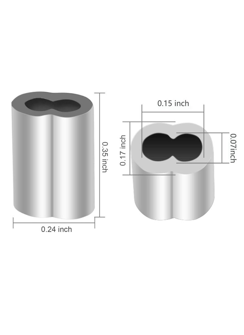 Excefore 200 Pcs Aluminum Sleeves, Clips Aluminum Crimping Loop Sleeve Clips with Double Ferrules, Aluminum Crimping Loop Sleeve 1.5 mm, Cable Ferrule Wire Rope Sleeves Loop Sleeve  - Image 5