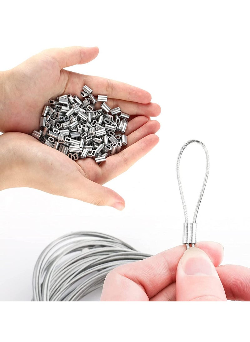 Excefore 200 Pcs Aluminum Sleeves, Clips Aluminum Crimping Loop Sleeve Clips with Double Ferrules, Aluminum Crimping Loop Sleeve 1.5 mm, Cable Ferrule Wire Rope Sleeves Loop Sleeve  - Image 2