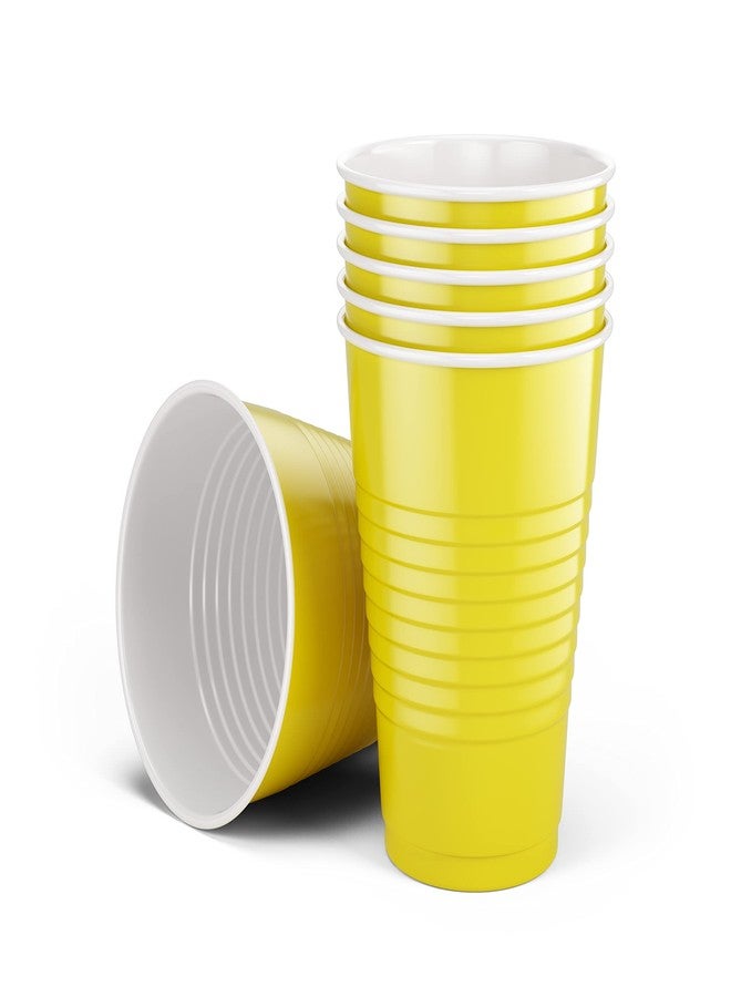 DecorRack 80 Count Yellow Party Cups, 16 oz BPA Free Plastic Cups, Perfect for Birthday, Picnic, Indoor and Outdoor Event, Stackable, Reusable, Disposable Round Beverage Drinking Cups (80 Pack) - Image 3