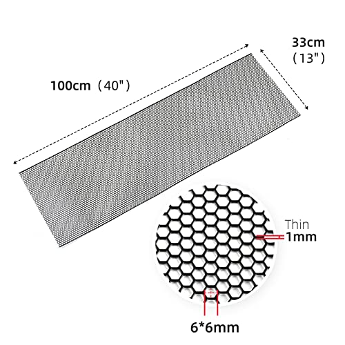 AggAuto Universal 40"x13" Car Grill Mesh - Aluminum Alloy Automotive Grille Insert Bumper Honeycomb Hole 6mm Spacing 1mm, One of the Most Multifunctional Shape Grids 100x33cm Black - Image 3