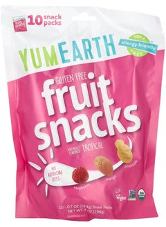 YumEarth Gluten Free Fruit Snacks Tropical 10 Snack Packs 0.7 oz (19.8 g) Each 