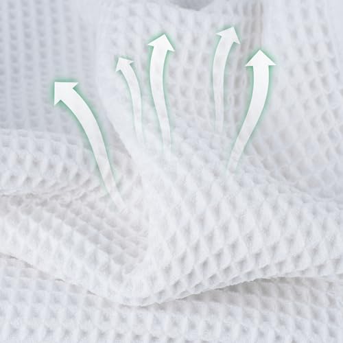MICROFI New Microfiber Waffle Bath Towels, 2 Pieces, Oversized, Soft, Absorbent, Fast Drying, Lint Free 430 GSM (Gray+White) - Image 2