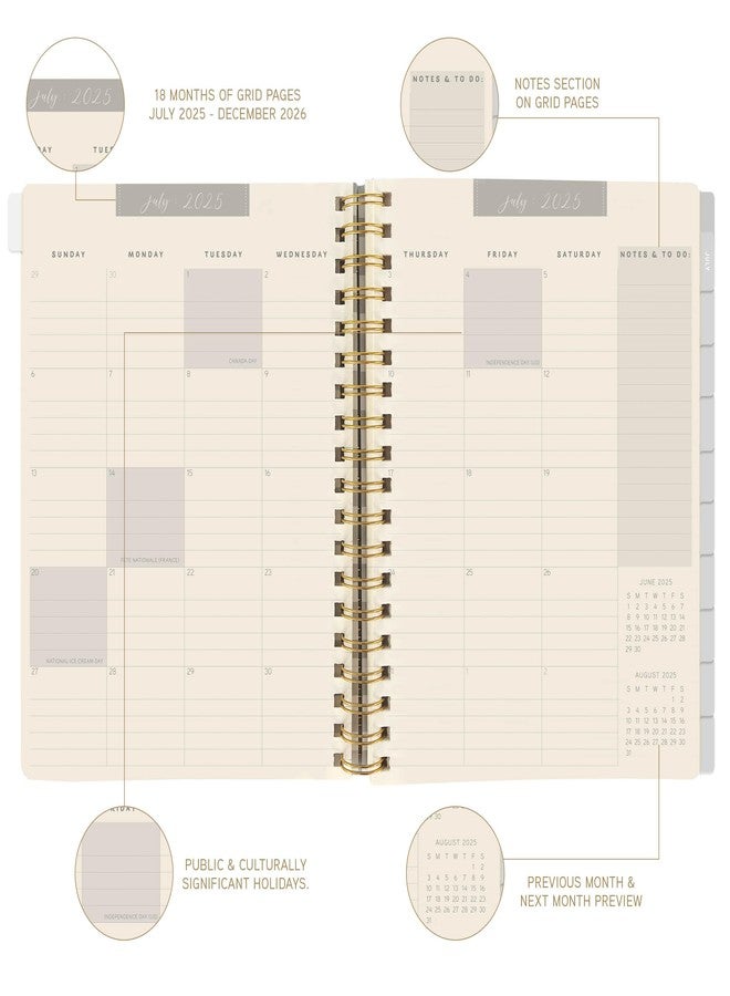 Graphique 18 Month Planner/Calendar by Graphique, July 2025 - Dec. 2026 Peanuts Plan Hardbound Spiral Planner, Monthly Tabs, Holidays, Reminder Stickers, 6” x 8” - Image 3