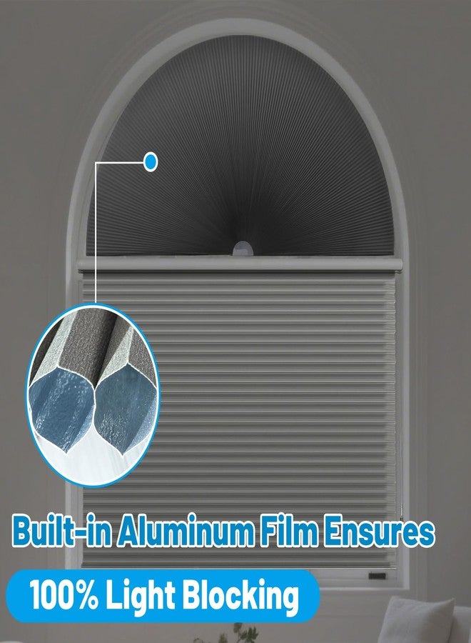 Bigmeta Arch Window Blackout Shades - Half Circle Cellular Cordless Semicircular Pleated Blinds, Half-Round Shade Light Filtering No Drill for Home Office Easy to Cut and Install (White) - Image 2