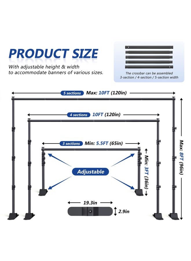 Forlogic Backdrop Banner Stand 10x8ft，Adjustable Heavy Duty Photo Backdrop Stand，Step and Repeat Background Stands for Party，Photography，Wedding - Image 4