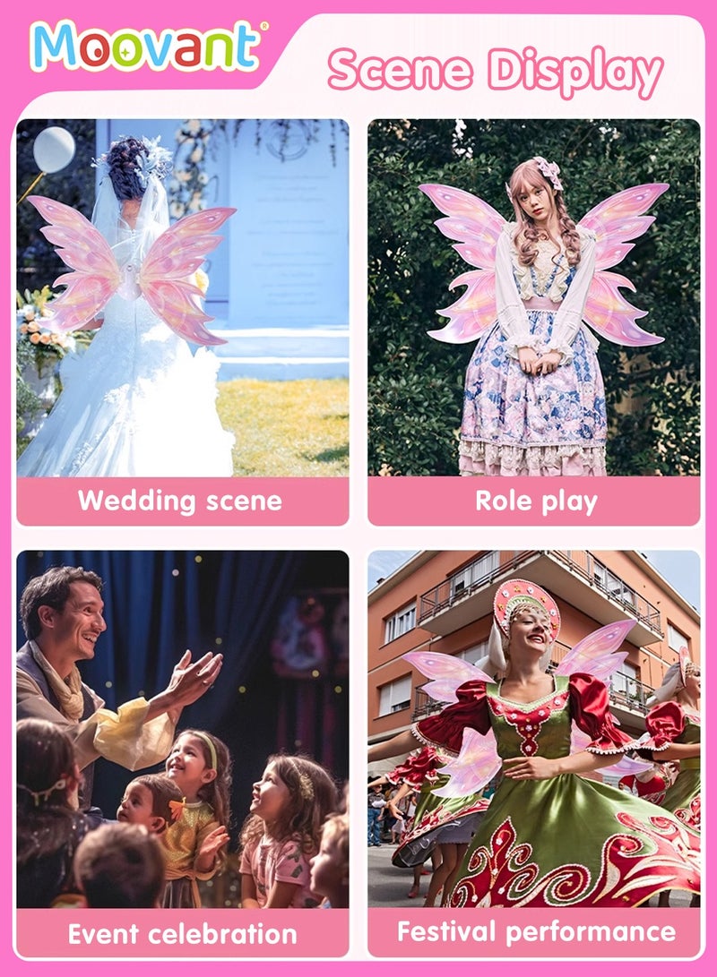 موفانت أجنحة الجنية الكهربائية للفتيات، أجنحة الفراشة المتحركة التي تعمل بالبطارية مع أضواء LED، لعبة متغيرة الألوان للأطفال، هدية ملحق لعب دور الأميرة مع الموسيقى - Image 2