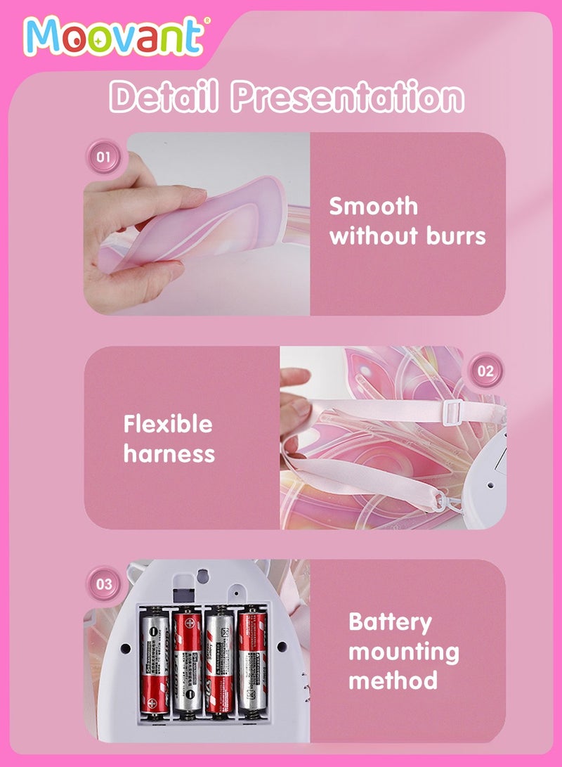 موفانت أجنحة الجنية الكهربائية للفتيات، أجنحة الفراشة المتحركة التي تعمل بالبطارية مع أضواء LED، لعبة متغيرة الألوان للأطفال، هدية ملحق لعب دور الأميرة مع الموسيقى - Image 3