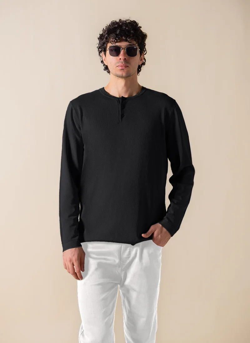 SHAPES FINE KNIT HENLEY T-SHIRT