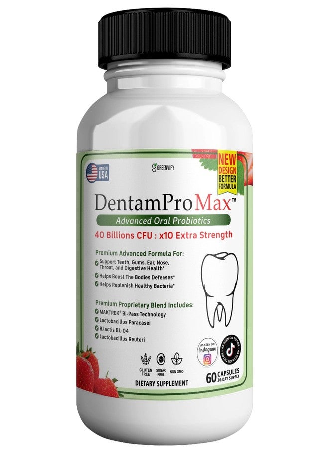 GREENVIFY DentamPro Max for Gums and Teeth Health & Fresh Breath - 40 Billion CFU Advanced Oral Probiotics for Mouth Bad Breath, Capsule Supplement (1) - Image 1