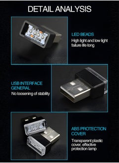 GROIC 2 Pieces Mini USB LED Light Car Interior Lights USB LED Atmosphere Lamp Light Plug-in 5V Universal USB Light Interior Ambient Lighting Kit for Cars Night Led Lights Decoration,Automotive Interior  - Image 4