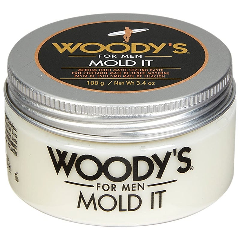Woodys Mold It Hair Paste Medium Hold Matte Finish Styling Product For Men Adds Texture  Volume 34 oz