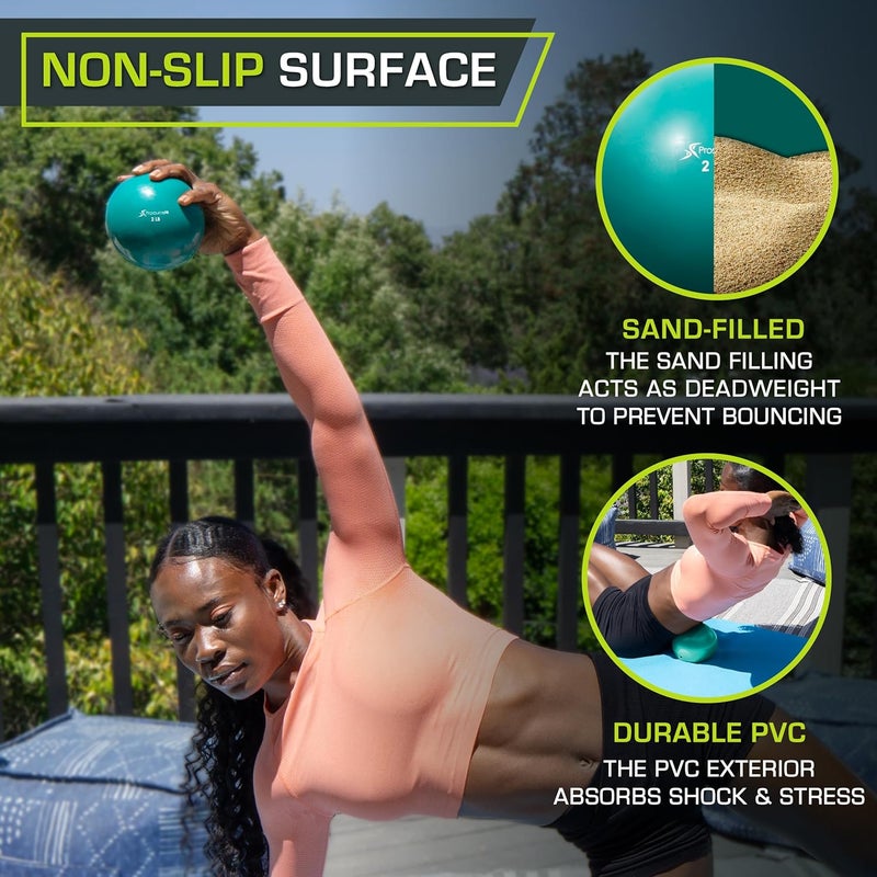 ProSourceFit Weighted Toning Exercise Balls for Pilates, Yoga, Strength Training and Physical Therapy, 2 lb to 8 lb, Color Coded - Image 3