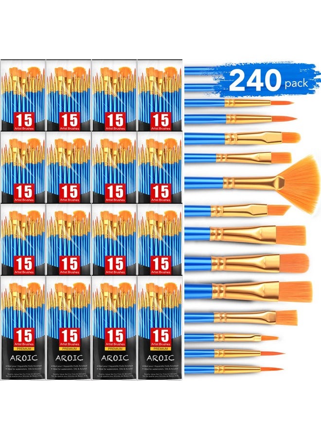 AROIC Acrylic Paint Brush Set, 240 pcs/ 16 PackNylon Hair Paint Brushes for All Purpose Oil Watercolor Face Body Rock Painting Artist, Small Paint Brush Kits for Kids Adult Drawing - pzsku/ZDA1987325710A433411AZ/45/_/1736426475/0a7a8623-df61-4a64-bd43-c64fd50489fc