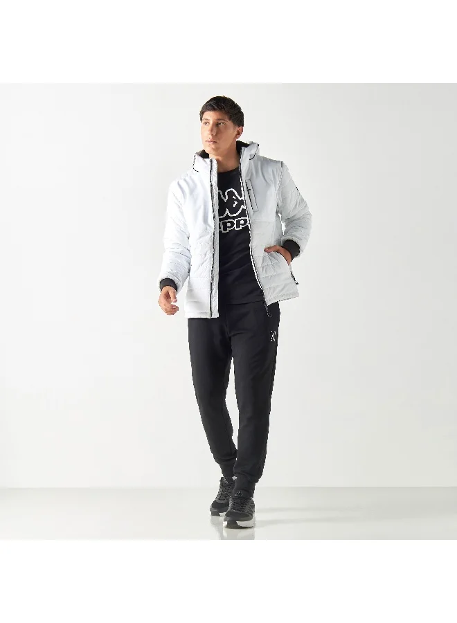 Kappa Kappa Zip Through Hooded Puffer Jacket with Pockets