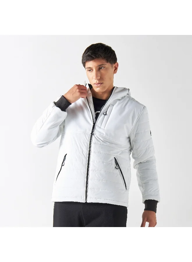 Kappa Kappa Zip Through Hooded Puffer Jacket with Pockets