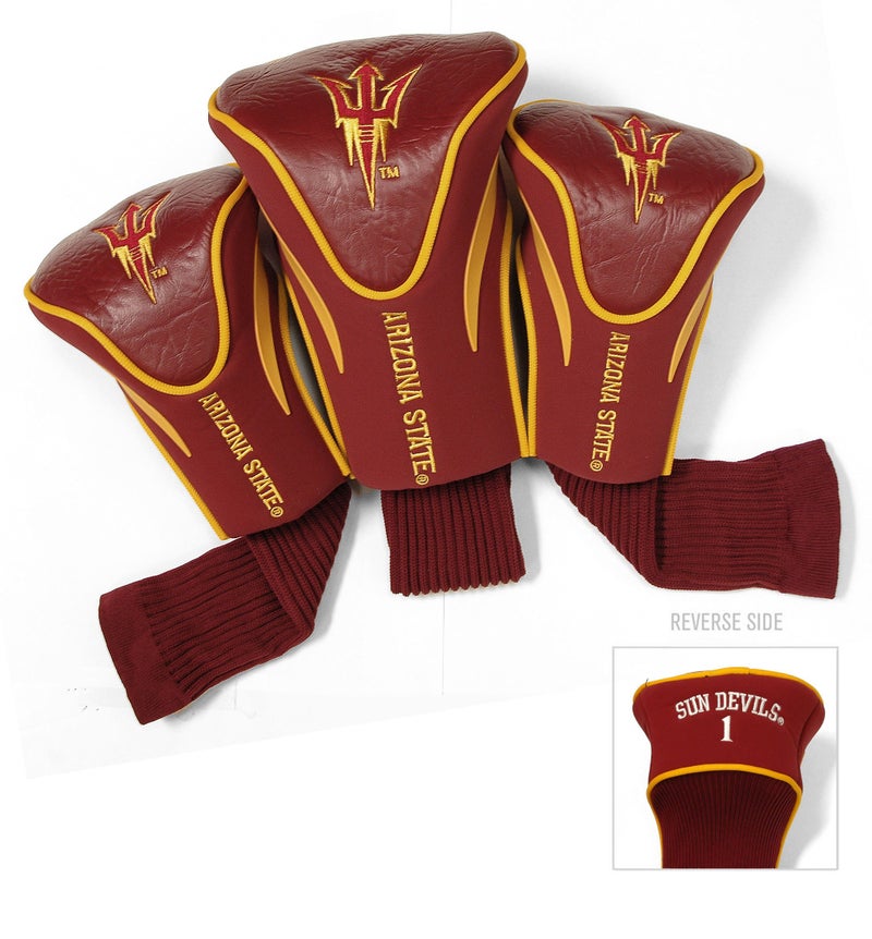 Team Golf NCAA Arizona State Sun Devils Contour Golf Club Headcovers (3 Count) Numbered 1, 3, & X, Fits Oversized Drivers, Utility, Rescue & Fairway Clubs, Velour lined for Extra Club Protection - Image 1