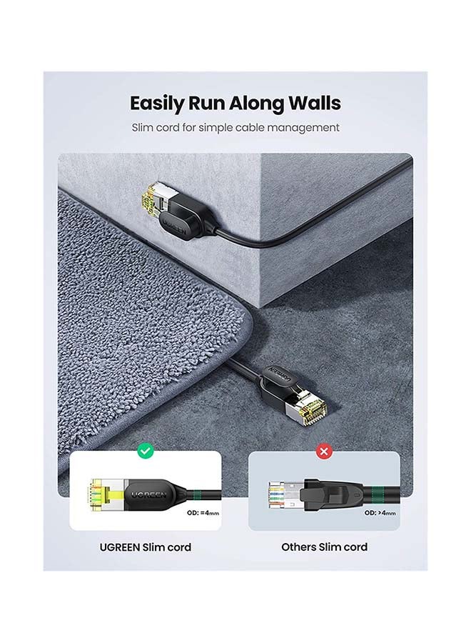 يو جرين كابل كات 7 إيثرنت RJ45 لشبكة إنترنت LAN جيجابت رفيع للغاية وعالي السرعة 10 جيجابايت في الثانية/600 ميجاهرتز U/FTP متوافق مع أجهزة إكس بوكس وبلايستيشن 5 وبلايستيشن 4 وموسع شبكة واي فاي والتلفزيون الذكي والمودم والراوتر وتي في بوكس - 2 متر - Image 4