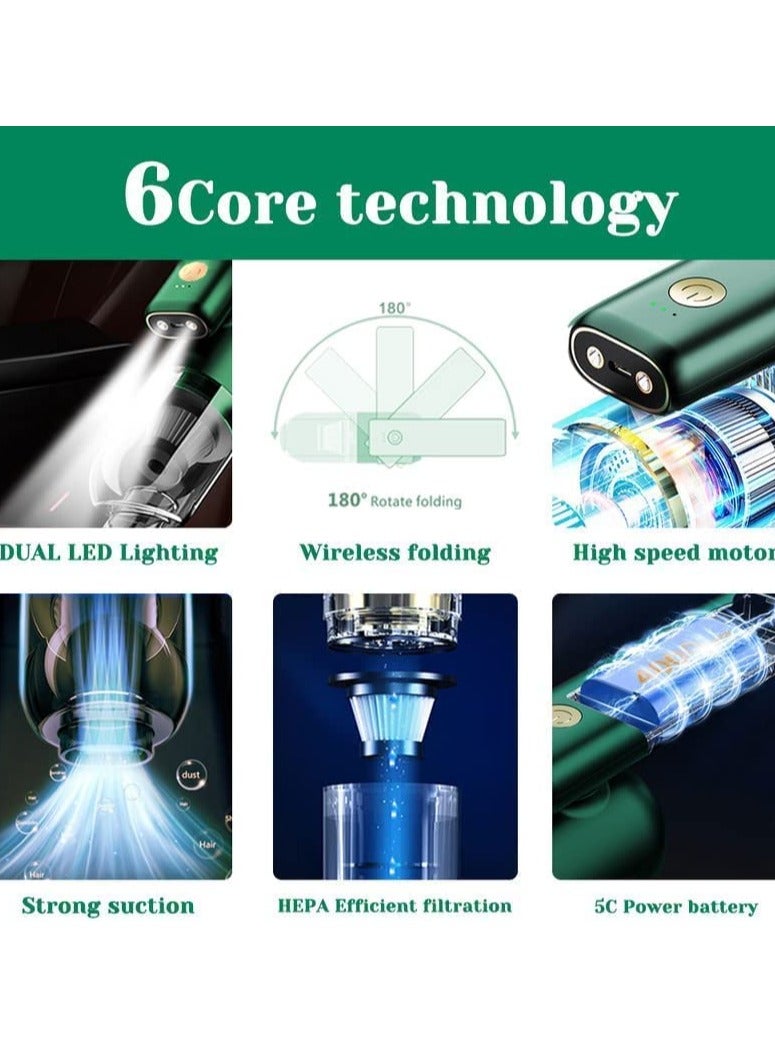Vacuum Cleaner Cordless Handheld Mini Car Vacuum Rechargeable, Ultra-Lightweight 0.8lb 8000Pa Powerful Suction with Dual Ledlight for Car Home Cleaning - Image 4