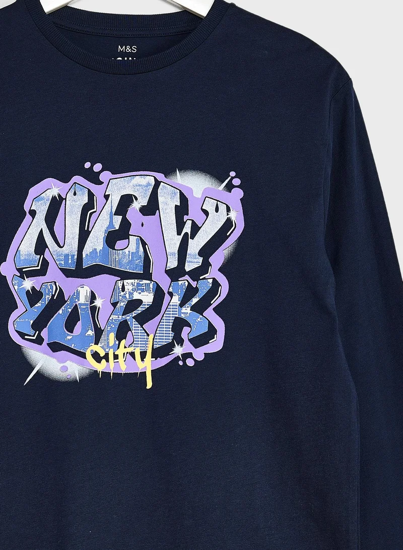 Marks & Spencer Kids New York Crew Neck T-Shirt