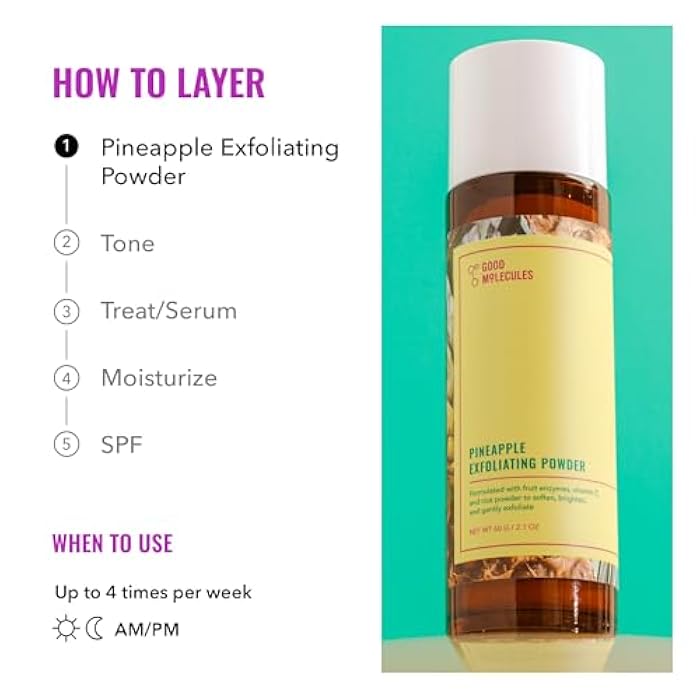 Good Molecules Pineapple Exfoliating Powder - Exfoliating Face Scrub with Natural Enzymes, Gentle Alcohol-Free Facial Cleanser, Skin Care for Face - Image 5