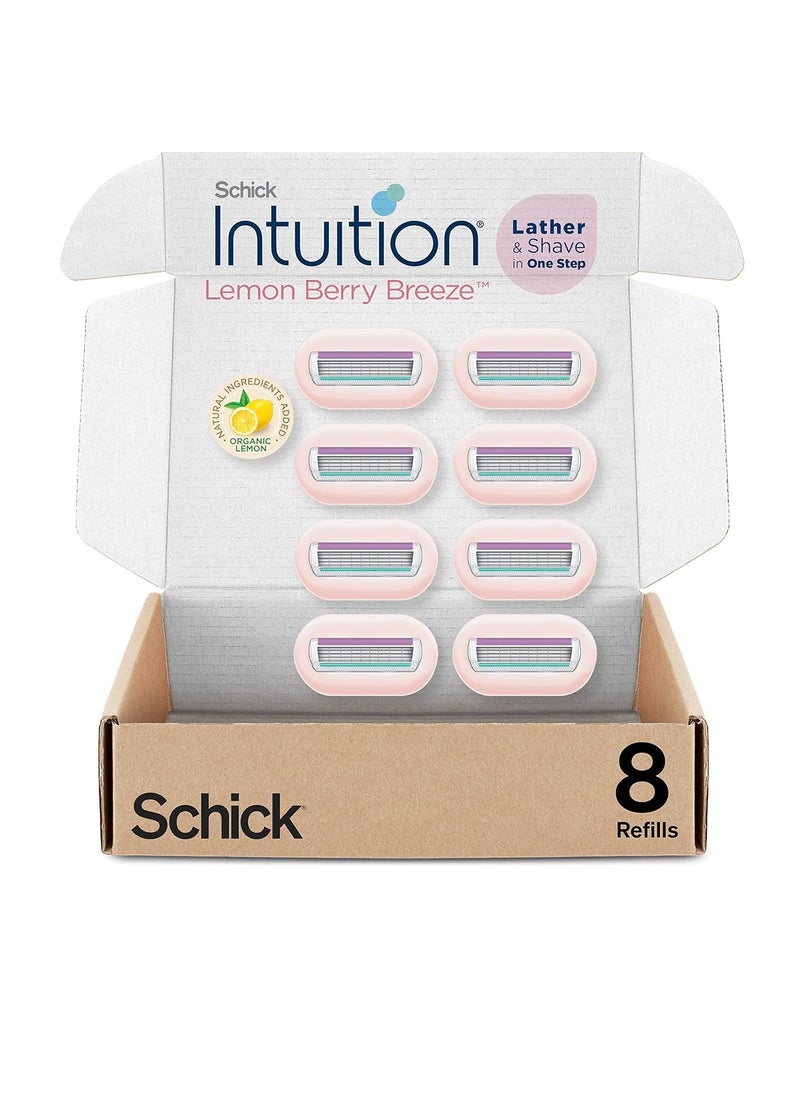 Intuition Schick Intuition Refill, Lemon Berry Breeze Razors for Women | Intuition Razor Blades Refill with Organic Lemon, 8 Count Razor Refills  - Image 1