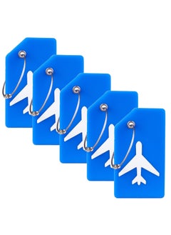 Y&D 5 Pack Silicone Luggage Tag, With Name ID Card Quickly Spot Suitcase, Anti-lost Blue  - Image 1
