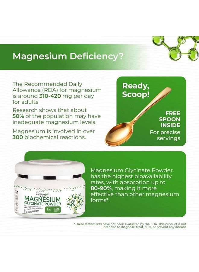 cosynee Magnesium Glycinate 220mg High Absorption Magnesium Powder for Sleep, Calm, Powdered Chelated Magneisum bisglycinate Glicinato de Magnesio 190 Serving - Image 2