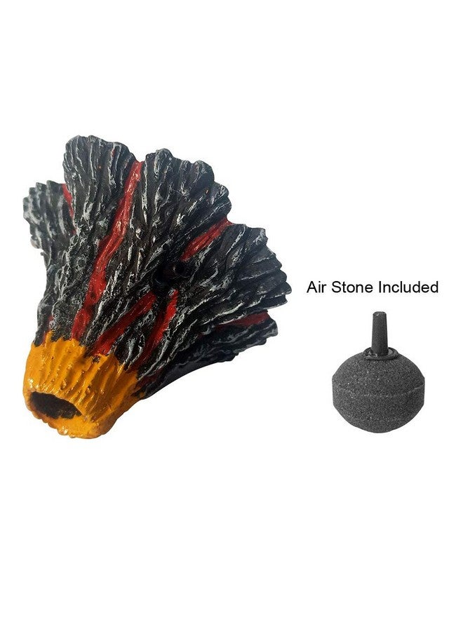 Abnaok Aquarium Volcano With Air Stone Bubbler, Realistic Fish Tank Volcano Ornaments Bubble Maker For More Oxygen Aquarium Decor, Great Addition To Fish Tank Beta Aquarium (S= 3.4 X 2.2 X 0.8 Inch) - Image 2