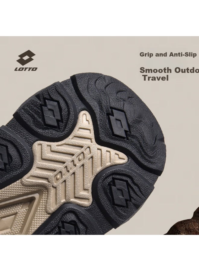 Lotto Men's Spring Leather Hiking Outdoor Sports Shoes Durable Casual Walking Shoes For Couples 957 Dark Gray Size 44 - Image 1