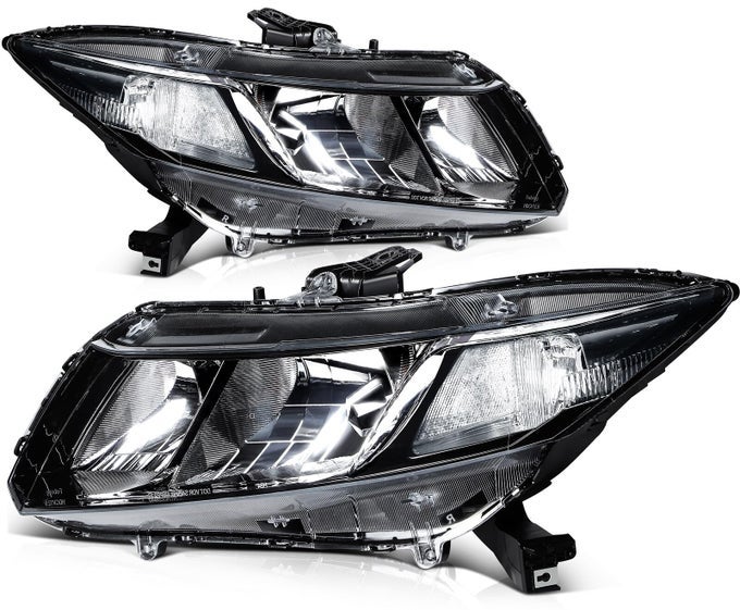 Headlight Assembly For Honda Civic 20122015 Clear Lens Black Housing Clear Reflector Driver And Passenger Side Headlamp