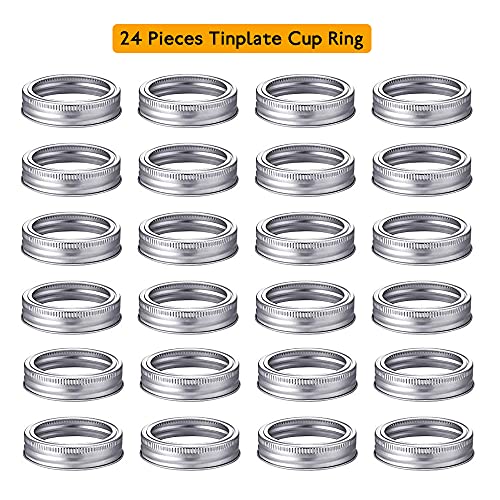 Ensbelei 24 Pieces Regular Mouth Mason Jar Canning Bands - Reusable Replacement Metal Rings, Practical Screw Jar Bands, Leak Proof Tinplate Metal Rings, Compatible With Mason Jar - Image 3
