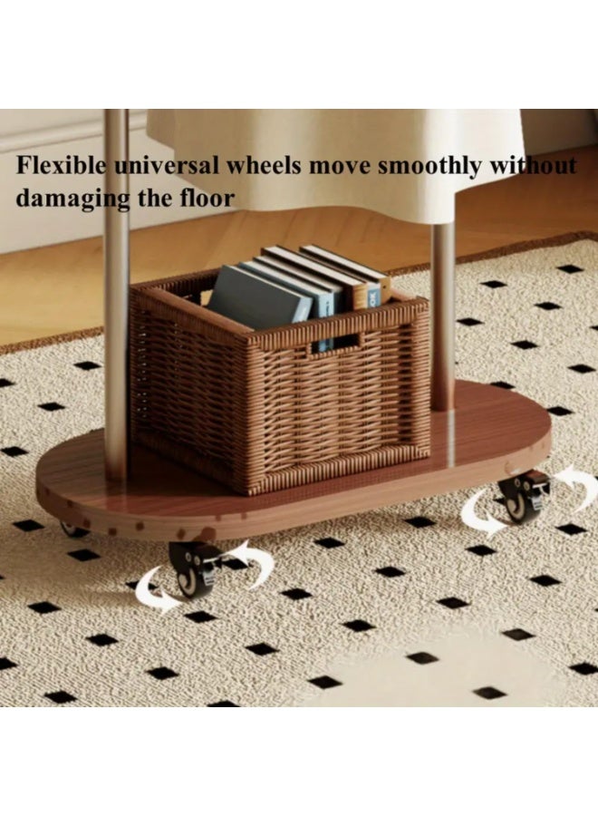 اليسا حامل معاطف معدني قائم بذاته بطول 80 سم، حامل معاطف بعجلات، حامل ملابس للمدخل أو المكتب أو غرفة النوم، يمكن تعليق الملابس والقبعات والأوشحة (فضي + لوح من خشب الجوز) - Image 3