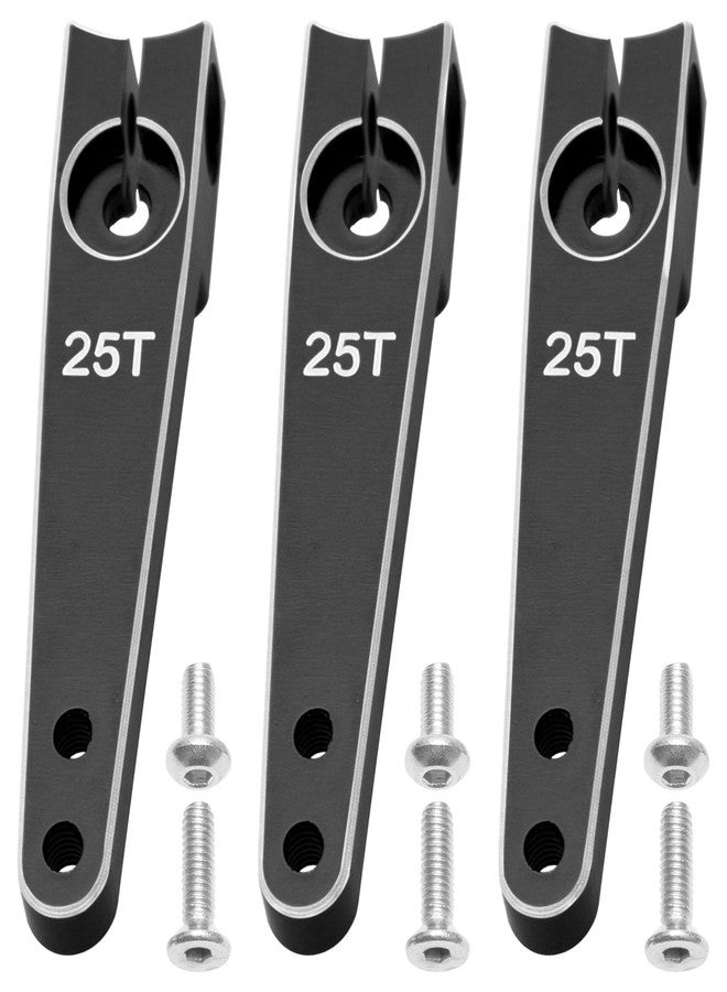 Vgoohobby 3 حزمة Vgoohobby ذراع سيرفو ألومنيوم 25T 25 سن لذراع التوجيه متوافق مع محركات سيرفو Futaba Hitec Savox Power HD تناسب سيارة الزحف RC والطائرة والقارب (1.5 بوصة، أسود) - Image 1
