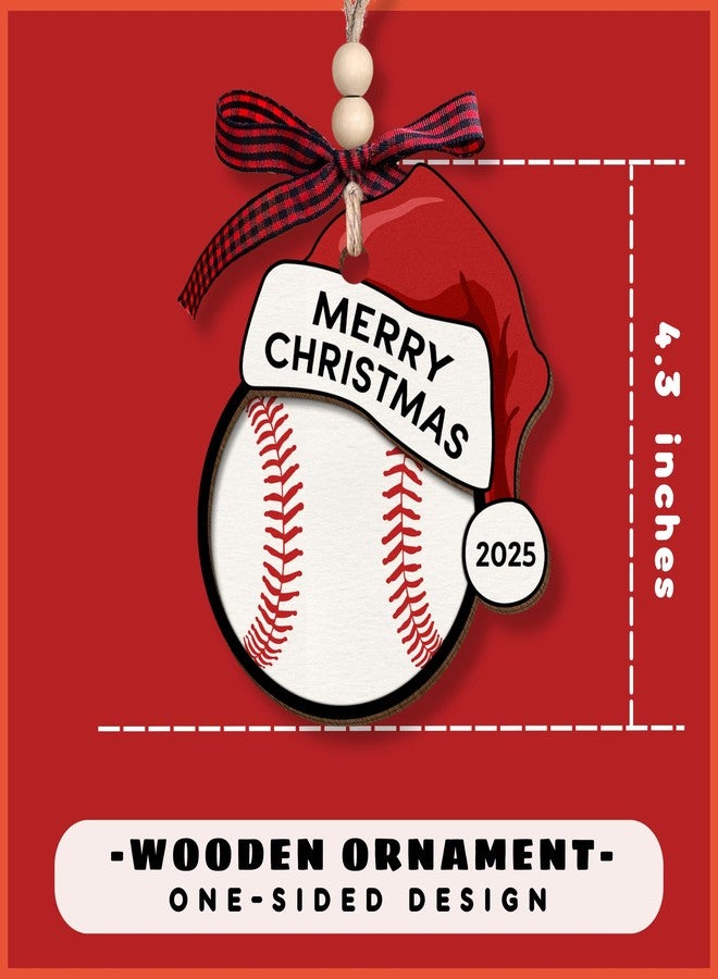 MAPDTWO Baseball Ornament - Baseball Ornaments for Christmas Tree - Sports Ornaments for Boys, Coaches, Players, Kids, Men - Gifts for Sports Lovers - 2 Layered Wood Christmas Ornament 2025 - Image 2