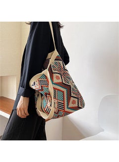 Hobo bag for women contrast color large capacity tote bag shoulder bag  women's trendy knitted bag