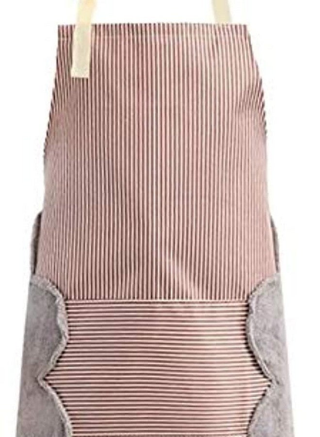 Beauenty Bib Apron with 2 Pockets, Adjustable Kitchen Aprons Side Wipe Hands Coral Velvet Towels Stitched Pinstripe Waterproof Cooking Baking Aprons Unisex (Brown) - Image 1