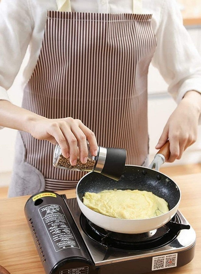 Beauenty Bib Apron with 2 Pockets, Adjustable Kitchen Aprons Side Wipe Hands Coral Velvet Towels Stitched Pinstripe Waterproof Cooking Baking Aprons Unisex (Brown) - Image 3