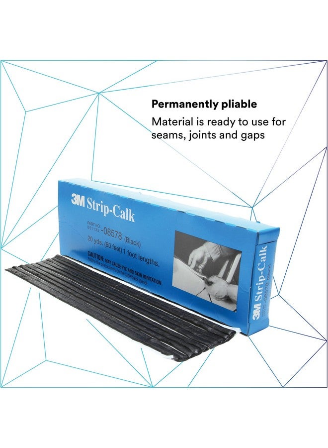 3M 3M Strip Calk, 08578, 1 ft Strips, Black, Soft Butyl Rubber, Permanent Elasticity, Joint Filling, Trunk Seams, 60 Pack