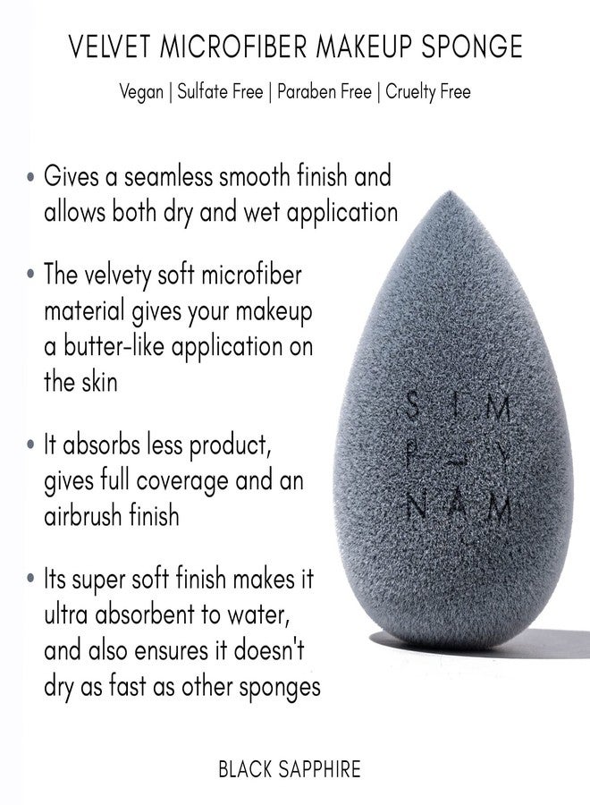 SIMPLYNAM Pro Microfibre Makeup Sponge | Seamless Blending for Foundation, Blush & Contour | Minimizes Product Absorption | Vegan & Latex-Free | Dry & Wet Use | Precision Design | Black Sapphire - Image 3