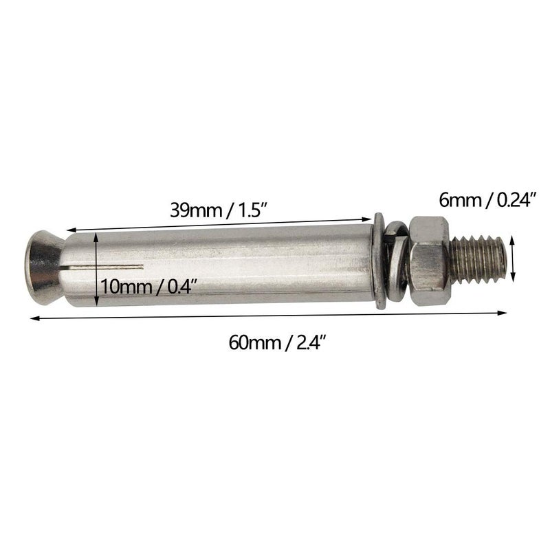 Sipery Expansion Bolts, 304 Stainless Steel External Hex Nut Expansion Screw Bolts Sleeve Anchor M6x60mm 8Pcs - Image 5