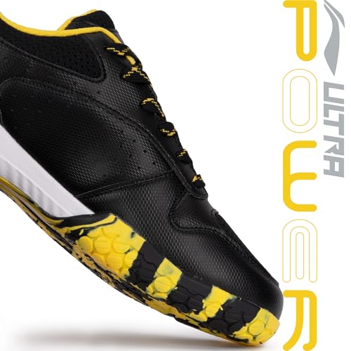 Li-Ning Ultra Power Non-Marking Badminton Shoe|Indoor Sports|Stability Heel, Prototypical Sole, Lightweight Shoe (Black/Yellow,UK 1) - Image 2